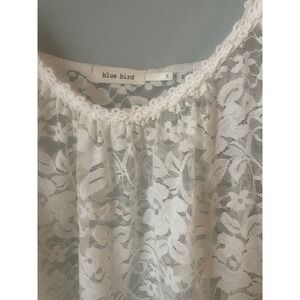 Blue Bird Lace Cami Tank Top Beige Small